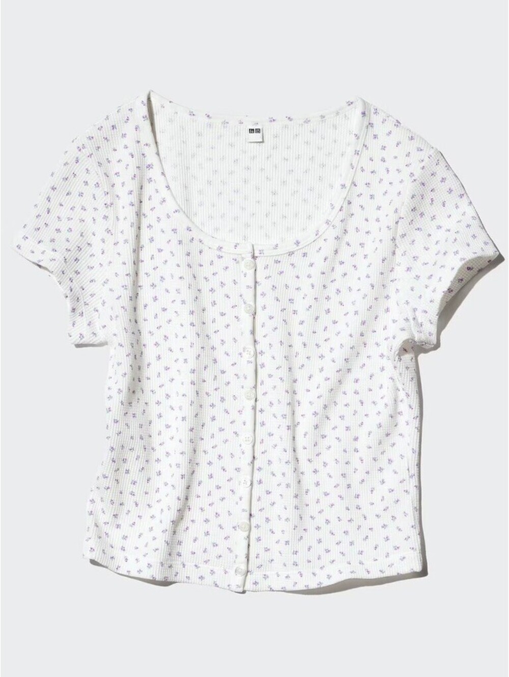 Uniqlo Waffle Full Open Mini T-Shirt | Pattern NWT White XS